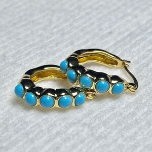 Turquoise Gold Hoops